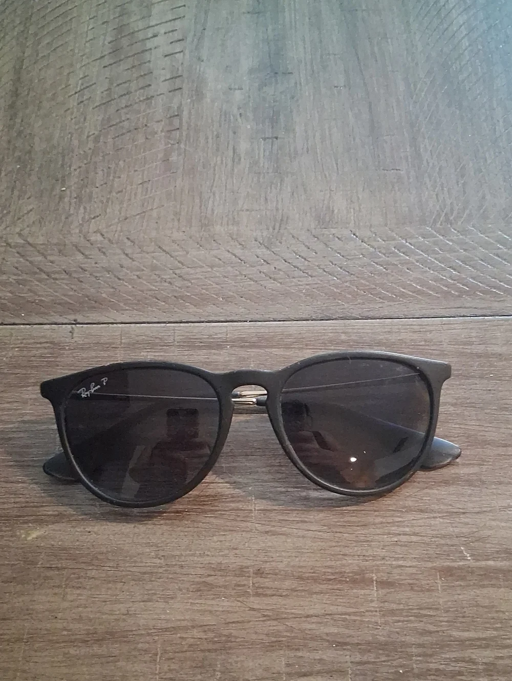 Ray-Ban Black Round Frame Sunglasses with Gold Bridge